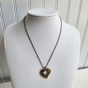 VTG GF 18k Gold Women's Heart Pendant Chain Pleated 18"